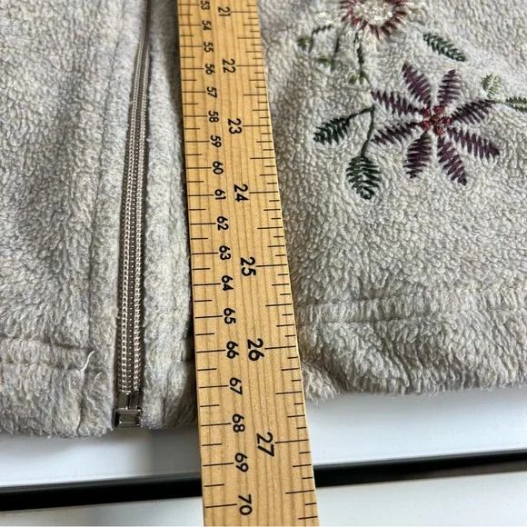 Vintage Northern Reflections Floral Embroidered Fleece Zip Up Sweater - Medium - Picture 6 of 7